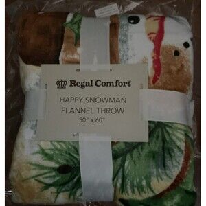 Regal Comfort Happy Snowman  Flannel Throw 50x60
